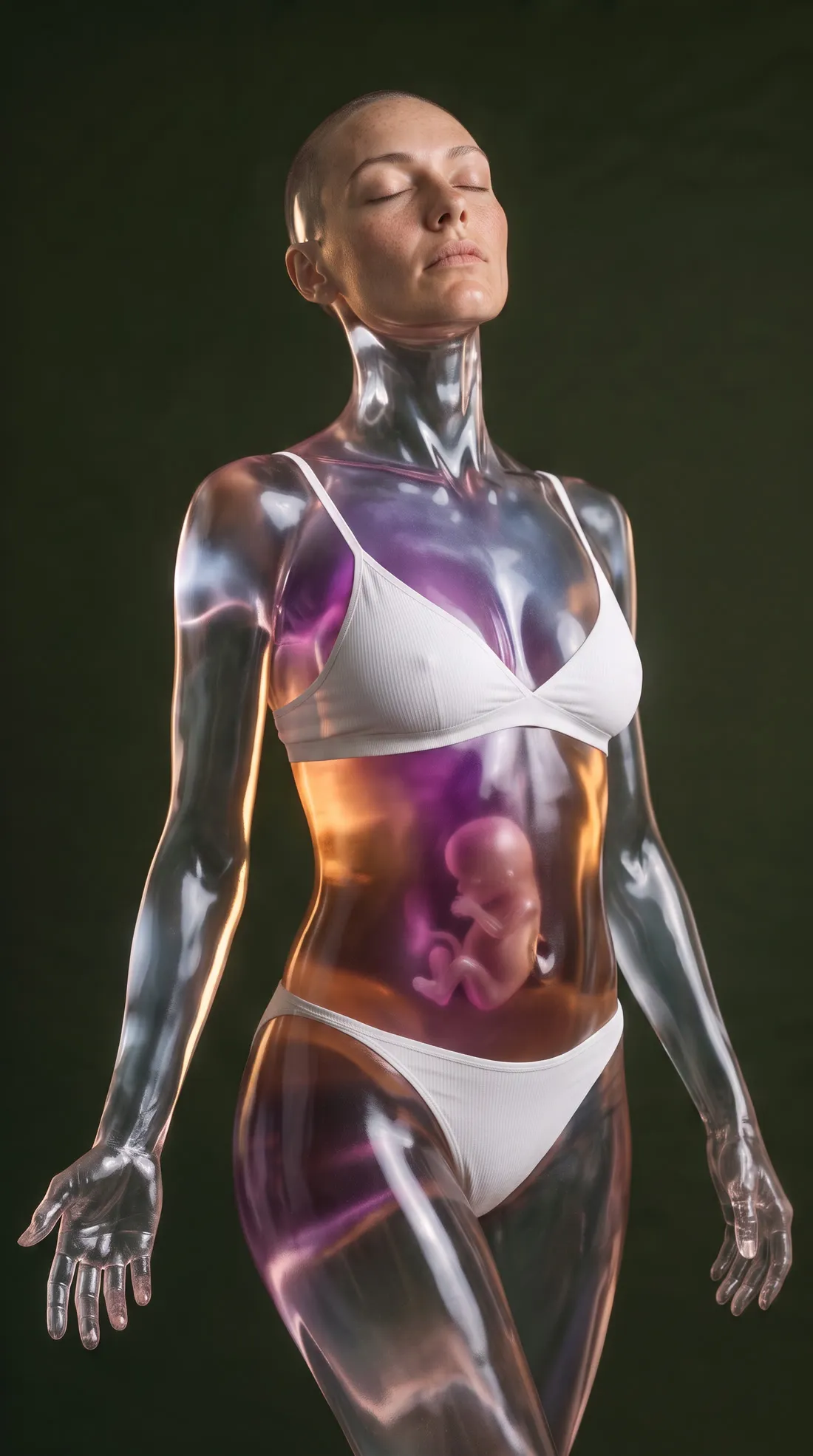 Cristal: el cuerpo transparente, con los órganos iluminados.